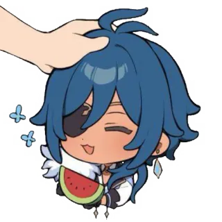 🌊 Kaeya Genshin Impact Anime, Videospiel, Chibi, Wassermelone, Niedlich, Genshin Impact telegram sticker