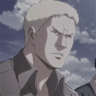 🥇 Reiner Braun Attack on Titan Anime, Manga, Soldaat, Personage, Serieus, Uitdrukking telegram sticker