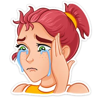 😭 menangis, sedih, kesal, emosional, gadis, air mata, kartun, stiker telegram sticker