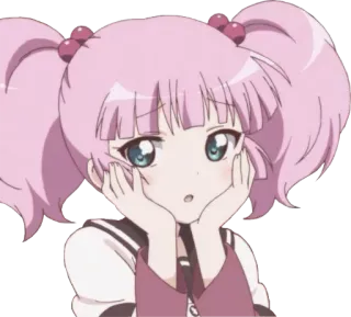 😊 アニメ, 女の子, 可愛い, ピンク髪, ツインテール, 制服, 表情 telegram sticker