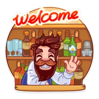 👋 Welcome benvenuto, bar, barman, bevande, saluto, bevanda whatsapp sticker