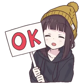 👍 OK ok, acordo, garota anime, desenho animado, aprovação telegram sticker
