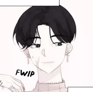 🍢 FWIP anime, mężczyzna, kolczyk krzyż, blizna telegram sticker