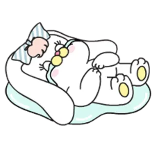 😭 kelinci, mengantuk, imut, kartun, hewan, bantal, tidur, santai telegram sticker
