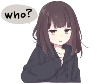 😐 who? Anime, Dziewczyna, Pytanie, Wątpliwość, Kto, Myślenie, Kreskówka telegram sticker