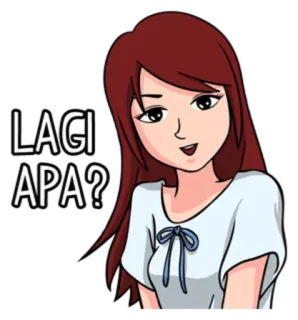 ❓ LAGI APA? cartone animato, donna, domanda, saluto, casual whatsapp sticker