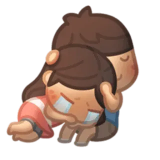 😭 verdrietig, huilen, knuffelen, emotioneel, cartoon, familie telegram sticker
