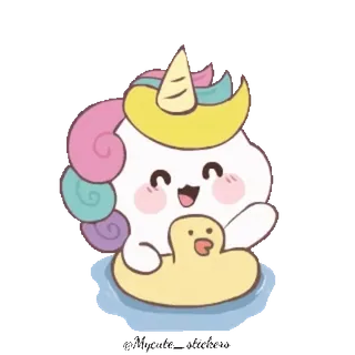 🌈 unicórnio, pato, desenho animado, fofo, kawaii, pastel telegram sticker