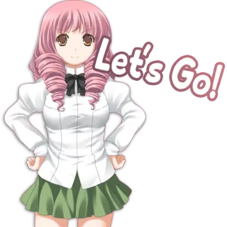 🏃 Let's Go! garota anime, cabelo rosa, uniforme escolar, vamos lá, incentivo telegram sticker