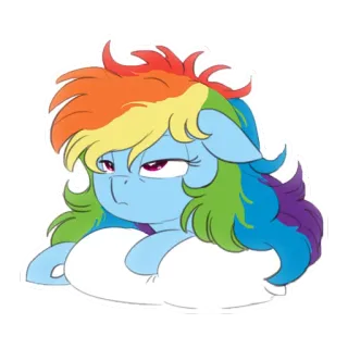 🌞 Rainbow Dash My Little Pony my little pony, rainbow dash, cartoon, pony, cloud, sleepy, cute telegram sticker