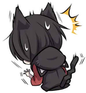 😰 Chibi, Anime, Katze, Ohren, Kawaii, Verängstigt, Schockiert telegram sticker