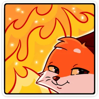 🔥 zorro, animal, dibujos animados, fuego, pegatina telegram sticker