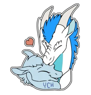 ❤️ YCH dragão, fantasia, fofo, amor, casal telegram sticker