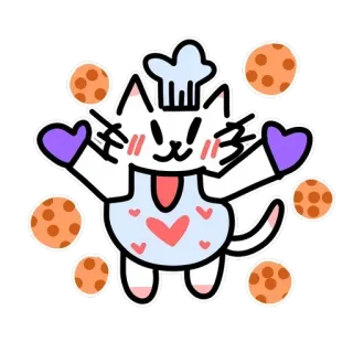 🍪 gatto, cucinare, forno, biscotti, chef, cartone animato, carino, sticker telegram sticker