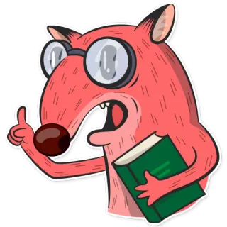 🤓 Cartoon, Ratte, Brille, Buch, Tier, Nerd, Klug telegram sticker