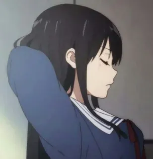😌 ragazza anime, uniforme scolastica, triste, emozionale, teenager, cartone animato telegram sticker