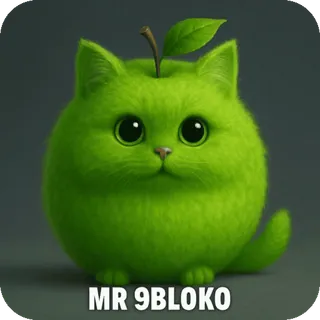 🍏 MR 9BLOKO แมว, แอปเปิล, สีเขียว, สัตว์, น่ารัก, การ์ตูน whatsapp sticker
