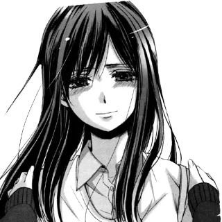 ☺️ fille anime, manga, cheveux noirs, triste, émotionnel, fille whatsapp sticker
