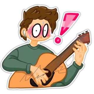 😳 desenho animado, guitarra, música, surpreso, expressão, chocado, corado whatsapp sticker