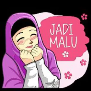 ☺️ JADI MALU мусульманка, хиджаб, стиль аниме, мультфильм, румянец whatsapp sticker