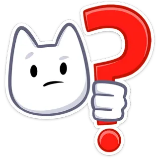 ❓ chat, point d'interrogation, confus, blanc, dessin animé telegram sticker