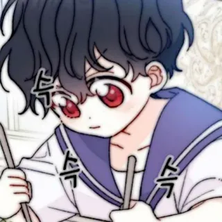 🧸 슥슥 Coreano, criança, mangá, desenho animado, anime, comendo, hashis whatsapp sticker
