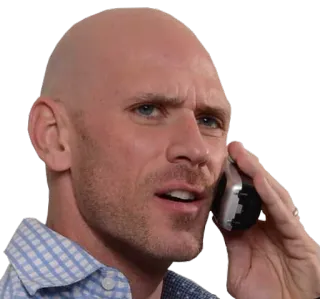 😟 Johnny Sins film dla dorosłych, łysy, aktor, mężczyzna, telefon, johnny sins telegram sticker