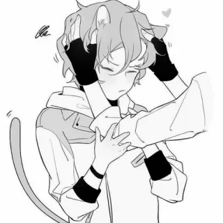 🖤 Anime, Orecchie da gatto, Coda da gatto, Felpa con cappuccio, Carino, Illustrazione telegram sticker