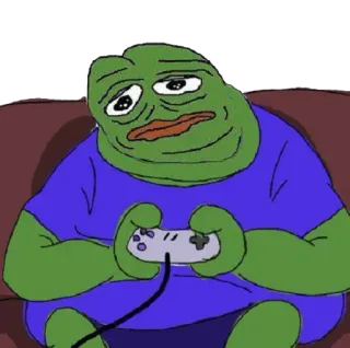 📎 Pepe the Frog Pepe, Rana, Meme, Gaming, Triste, Videojuegos, Mando whatsapp sticker