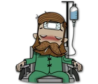 💊 krank, krankheit, krankenhaus, verletzung, medizinisch, cartoon, figur, bart telegram sticker