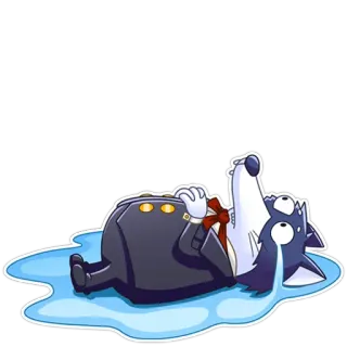 😭 lobo, deitado, desenho animado, terno, roupa formal, chorando, triste telegram sticker
