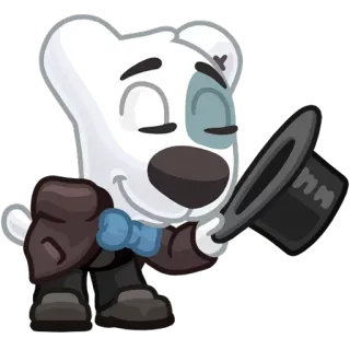 🎩 dessin animé, animal, personnage, chapeau, nœud papillon, ours telegram sticker