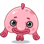 ❤️ ブロブフィッシュ, 海の生き物, 魚, ピンク, 動物 telegram sticker