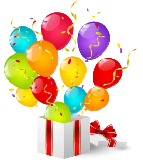 🎊 balony, prezent, impreza, święto, upominek, kolorowe telegram sticker