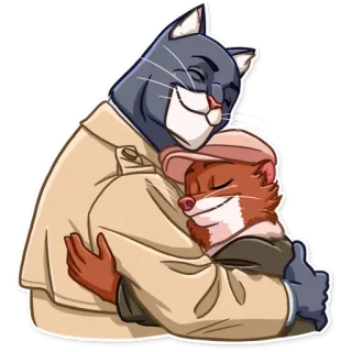 🤗 Umarmung, Zuneigung, Freundschaft, Tiere, Katze, Wiesel, Mantel telegram sticker