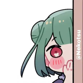 😊 @Nekotsu Anime, Fofo, Garota, Ruborizar, Espiar telegram sticker