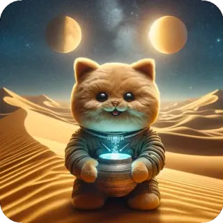 🎟 кот, астронавт, пустыня, фэнтези, милый, звезды, луна, космос telegram sticker