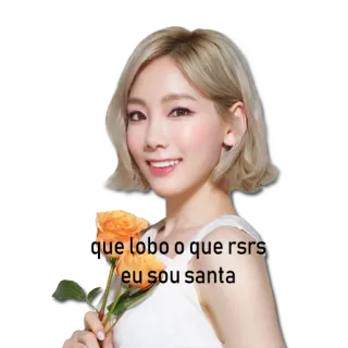 😍 que lobo o que rsrs eu sou santa kpop, woman, singer, flower, portrait telegram sticker