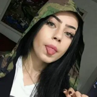 😛 femme, portrait, fille, selfie, camouflage telegram sticker