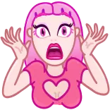 😰 Dibujos animados, Rosa, Chica, Corazón, Sorprendido/a, Mujer, Sticker whatsapp sticker