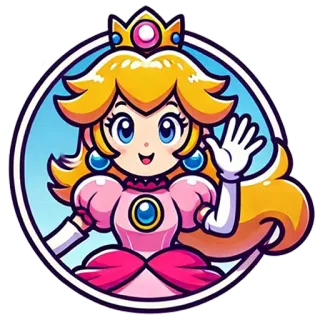 👋 Princess Peach Super Mario 桃花公主, 马里奥, 任天堂, 卡通, 电子游戏, 角色, 挥手 telegram sticker