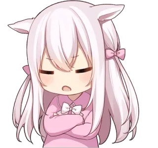😒 Anime, Chibi, Süß, Katzenohren, Mädchen, Kawaii telegram sticker