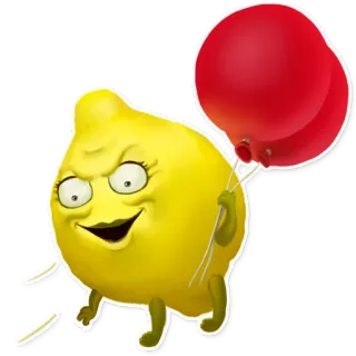 🤡 limão, balão, desenho animado, engraçado, adesivo telegram sticker