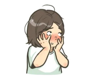 ☺️ 만화, 소녀, 얼굴을 붉히다, 당황한 whatsapp sticker