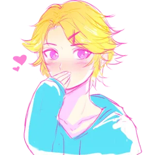 💕 Anime, Sonrojo, Corazones, Lindo, Dibujos animados telegram sticker