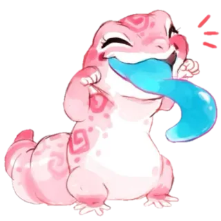 😜 Echse, rosa, süß, Tier, Gecko, Blauzungenskink telegram sticker