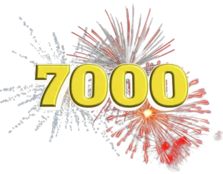 ❗ 7000 celebración, fuegos artificiales, número, logro telegram sticker