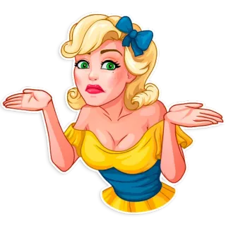 🤷 woman, blonde, gesture, shrug, cartoon telegram sticker
