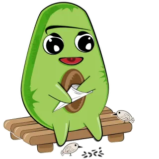 ⏱ avocat, dessin animé, mignon, oiseau, kawaii, animal, autocollant telegram sticker