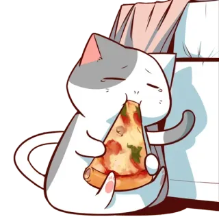 🐈 猫, 披萨, 食物, 动物, 卡通, 贴纸 whatsapp sticker